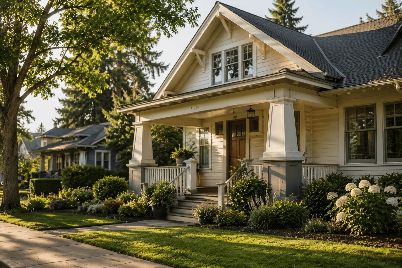Albany Oregon residential street with well-maintained homes at warm afternoon light — home valuation guide.
